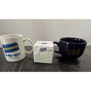 Blockbuster Coffee Mugs & Post-it Note Pad Cube Pad White Promo Desk Vintage